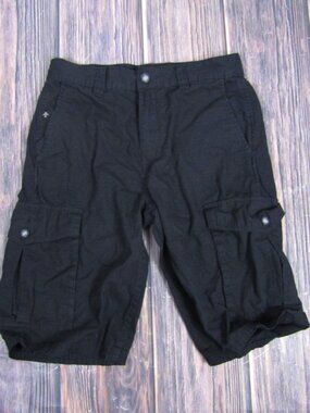 Lifted Research Group LRG Mens 28 Black Cargo Shorts 11.5" Inseam Walk Pockets